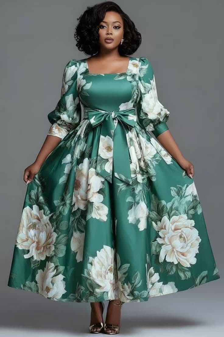 Emerald Floral Statement Dress