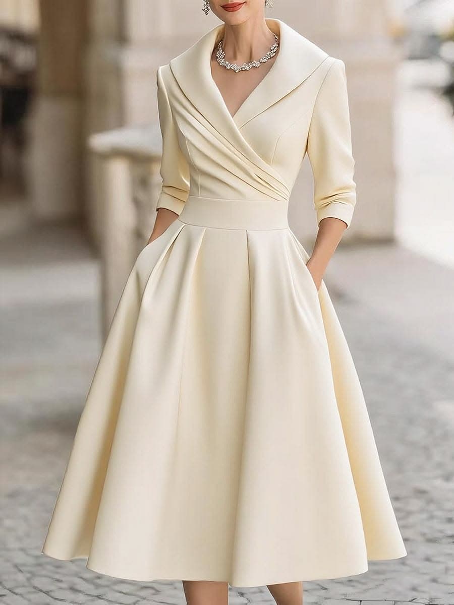 Ivory Luxe Wrap Midi Dress